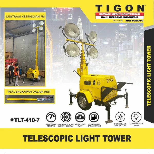 TLT-410-7 | MOBILE LIGHT TOWER | TELESCOPIC LIGHT TOWER | TIGON