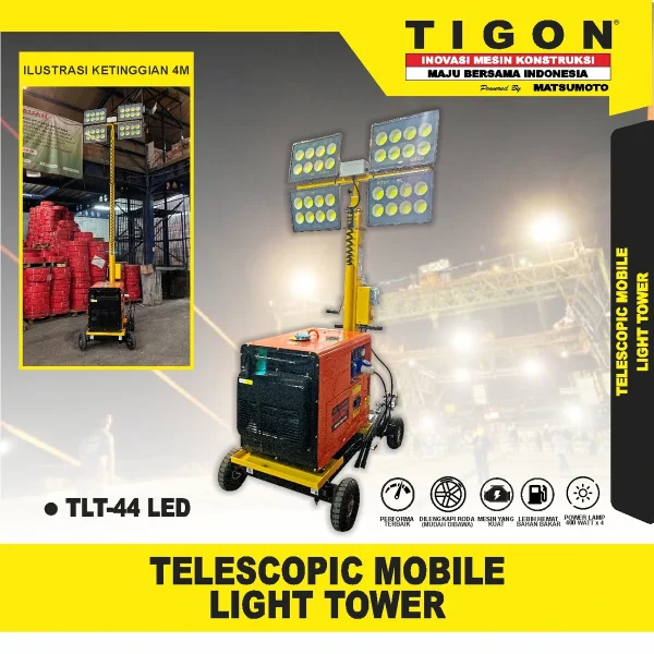 TLT-44 LED | MOBILE LIGHT TOWER | TELESCOPIC MOBILE LIGHT TOWER | TIGON