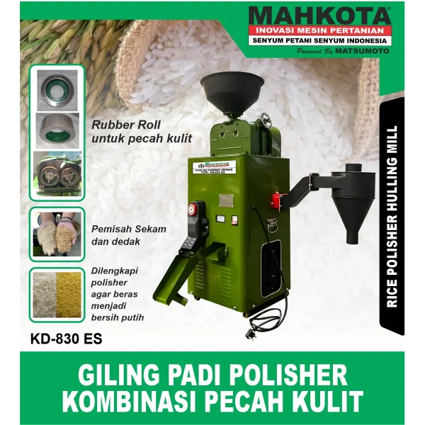 MAHKOTA KD-830 ES / GILING PADI POLISHER KOMBINASI PECAH KULIT