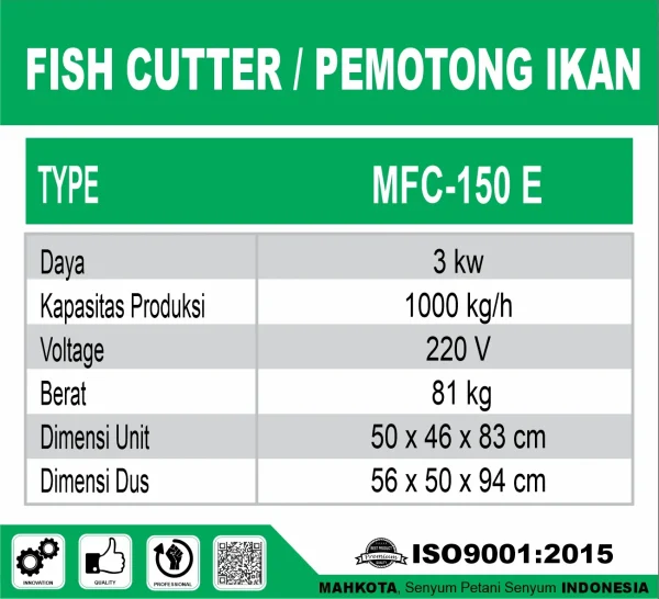 MFC-150 E | FISH CUTTER | MESIN PEMOTONG IKAN | MAHKOTA